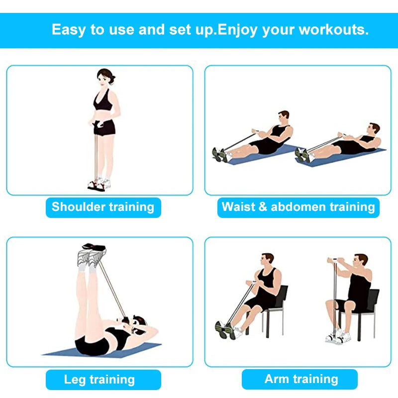 Fitness Gum 4 Tube Resistance Bands Latex Pedal Exerciser Sit-up Pull Rope Expander Elastic Bands Yoga equipment Pilates Workout