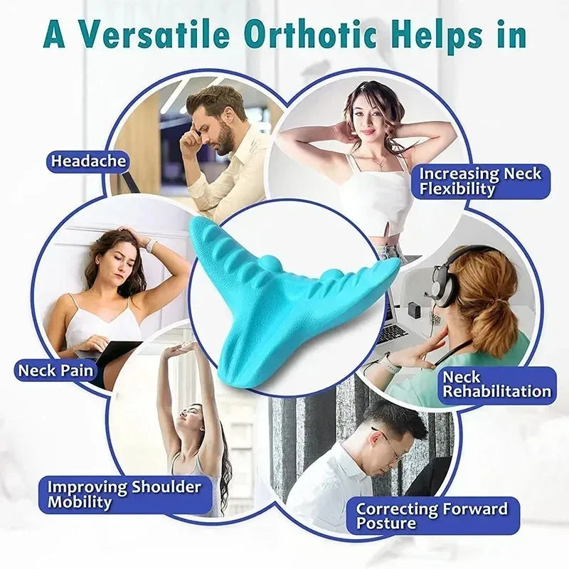 Neck and Shoulder Relaxer, Cervical Traction Device Acupressure Neck Shoulder Back Support Massage Pillow, Neck Stretcher Massag