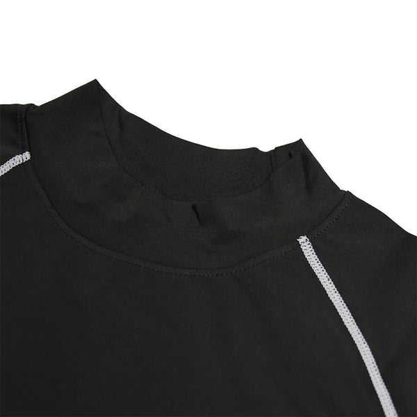 Men's Workout Compression Shirt Turtleneck Long Sleeve Rash Guard Gym Base Layer Athletic Undershirt Gear Sports Shirt