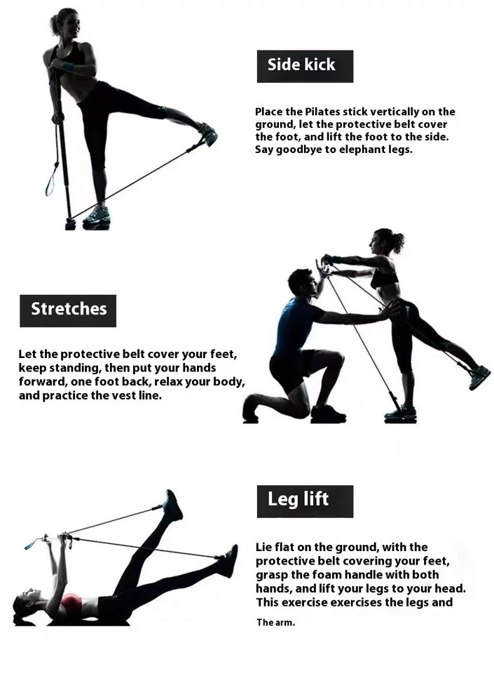 Pilates Stick Multi functional Fitness Stick Yoga Pilates Equipment Home Elasticity Exercise Training Hip Pulling Rope