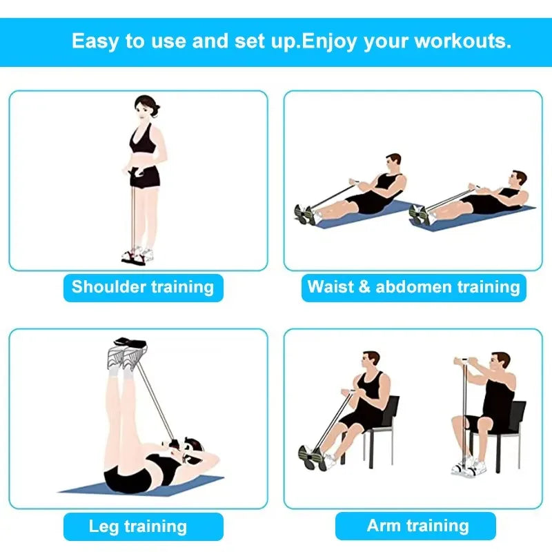 Fitness Gum 4 Tube Resistance Bands Latex Pedal Exerciser Sit-up Pull Rope Expander Elastic Bands Yoga equipment Pilates Workout