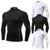 Men's Workout Compression Shirt Turtleneck Long Sleeve Rash Guard Gym Base Layer Athletic Undershirt Gear Sports Shirt