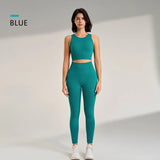 Women's Sports Fitness Suit Gym High Intensity Workout Shockproof Bra High Waisted Leggings Tights Yoga Suit Training Set