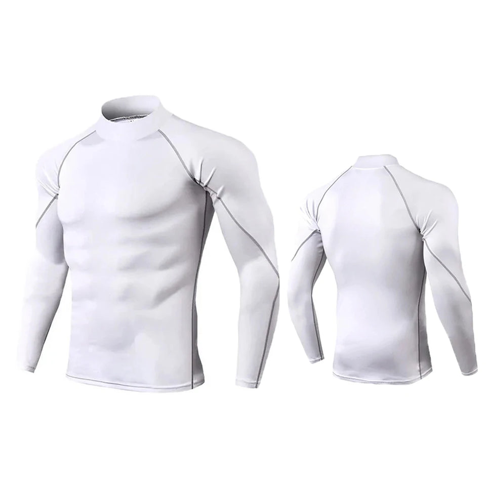 Men's Workout Compression Shirt Turtleneck Long Sleeve Rash Guard Gym Base Layer Athletic Undershirt Gear Sports Shirt