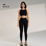 Women's Sports Fitness Suit Gym High Intensity Workout Shockproof Bra High Waisted Leggings Tights Yoga Suit Training Set