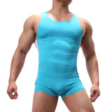Men Undershirts Leotard Sports Workout Bodysuit Shorts Wrestling Singlet Fitness  Jumpsuit Sexy Slip Ice Silk Underwear Swimwear