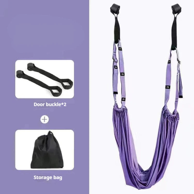 Yoga Aerial Silk Set Woman Hammock Back Legs Stretching Swing Pilates Accessories Elastic Fitness Belt Home Gym Equipment
