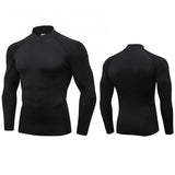 Men's Workout Compression Shirt Turtleneck Long Sleeve Rash Guard Gym Base Layer Athletic Undershirt Gear Sports Shirt