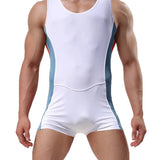Men Undershirts Leotard Sports Workout Bodysuit Shorts Wrestling Singlet Fitness  Jumpsuit Sexy Slip Ice Silk Underwear Swimwear