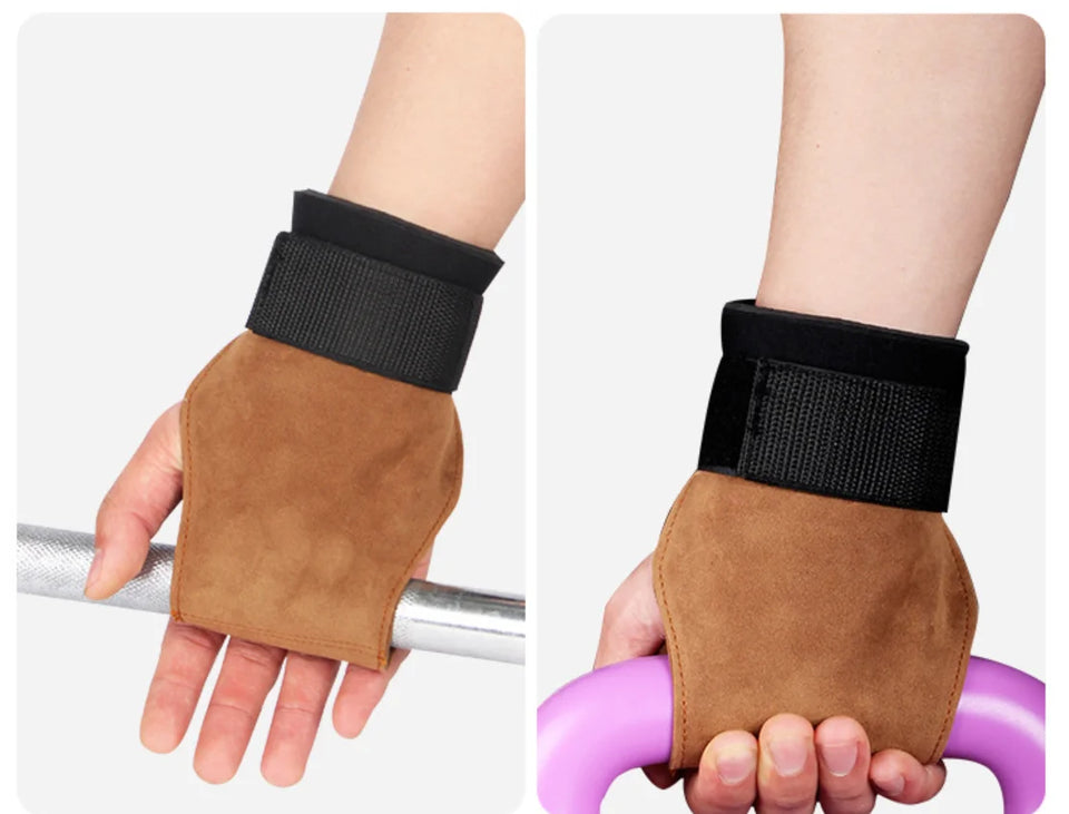 gym accessories Wear-resistant Non-slip Protection Equipment Weightlifting Pull-ups Booster mitation cowhide 2pcs