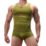 Men Undershirts Leotard Sports Workout Bodysuit Shorts Wrestling Singlet Fitness  Jumpsuit Sexy Slip Ice Silk Underwear Swimwear