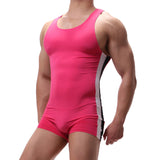 Men Undershirts Leotard Sports Workout Bodysuit Shorts Wrestling Singlet Fitness  Jumpsuit Sexy Slip Ice Silk Underwear Swimwear