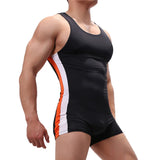 Men Undershirts Leotard Sports Workout Bodysuit Shorts Wrestling Singlet Fitness  Jumpsuit Sexy Slip Ice Silk Underwear Swimwear